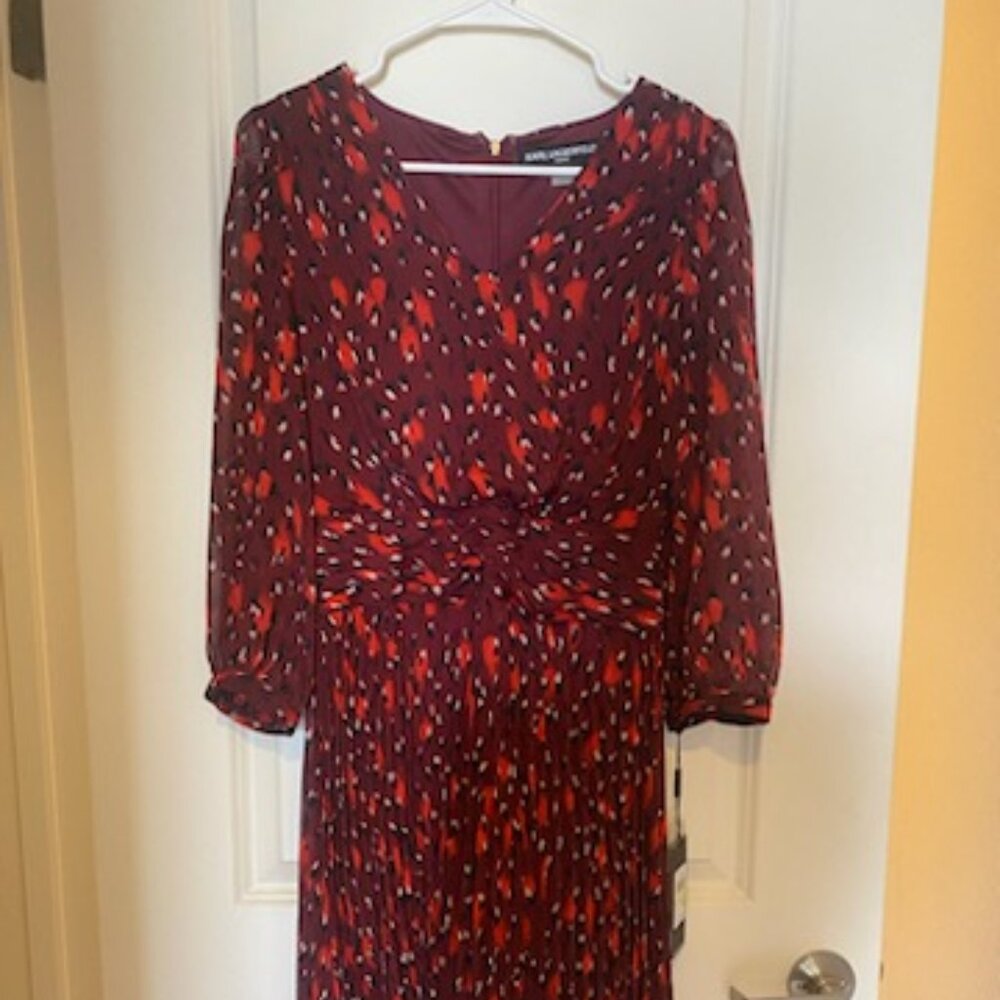 Brand New Karl Lagerfeld (Paris) - Printed Pleated Dress